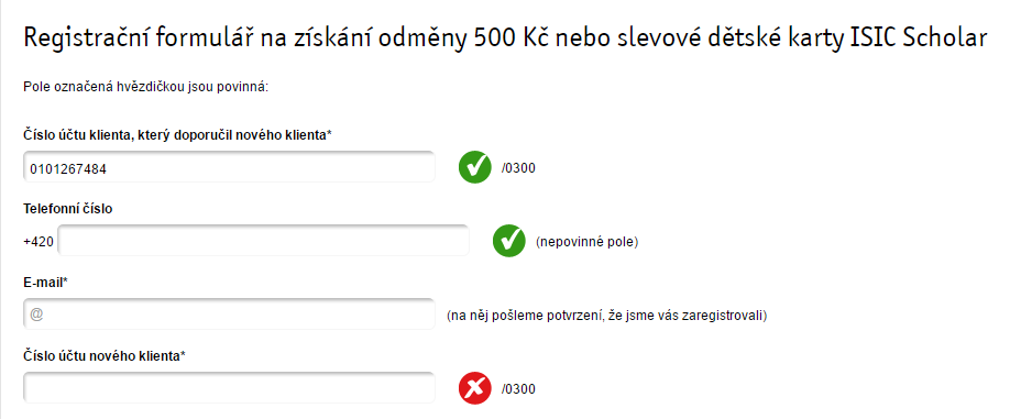 Vložte do formuláře uvedený číslo pro získání 500 Kč